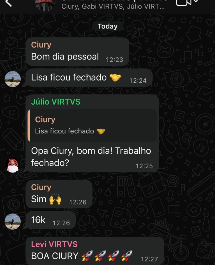 Cliente Ciury: trabalho fechado de 16k
