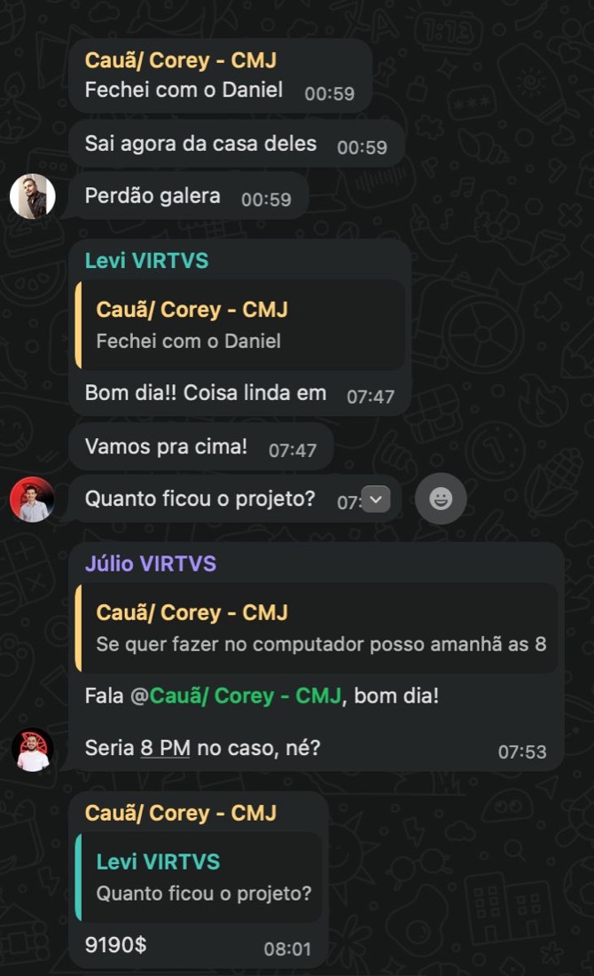 Cliente CMJ: projeto fechado de 9.190 USD