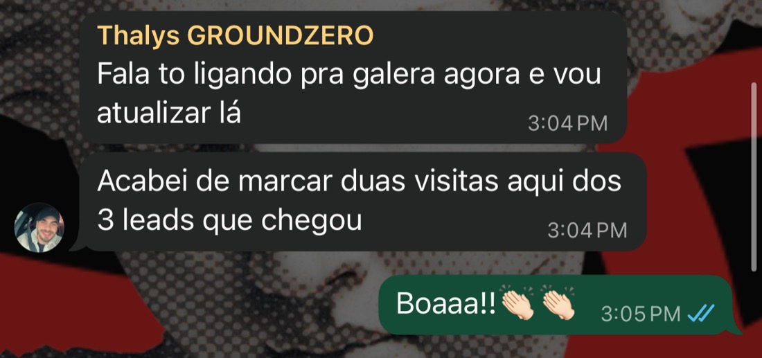 Cliente GroundZero: duas visitas marcadas de 3 leads